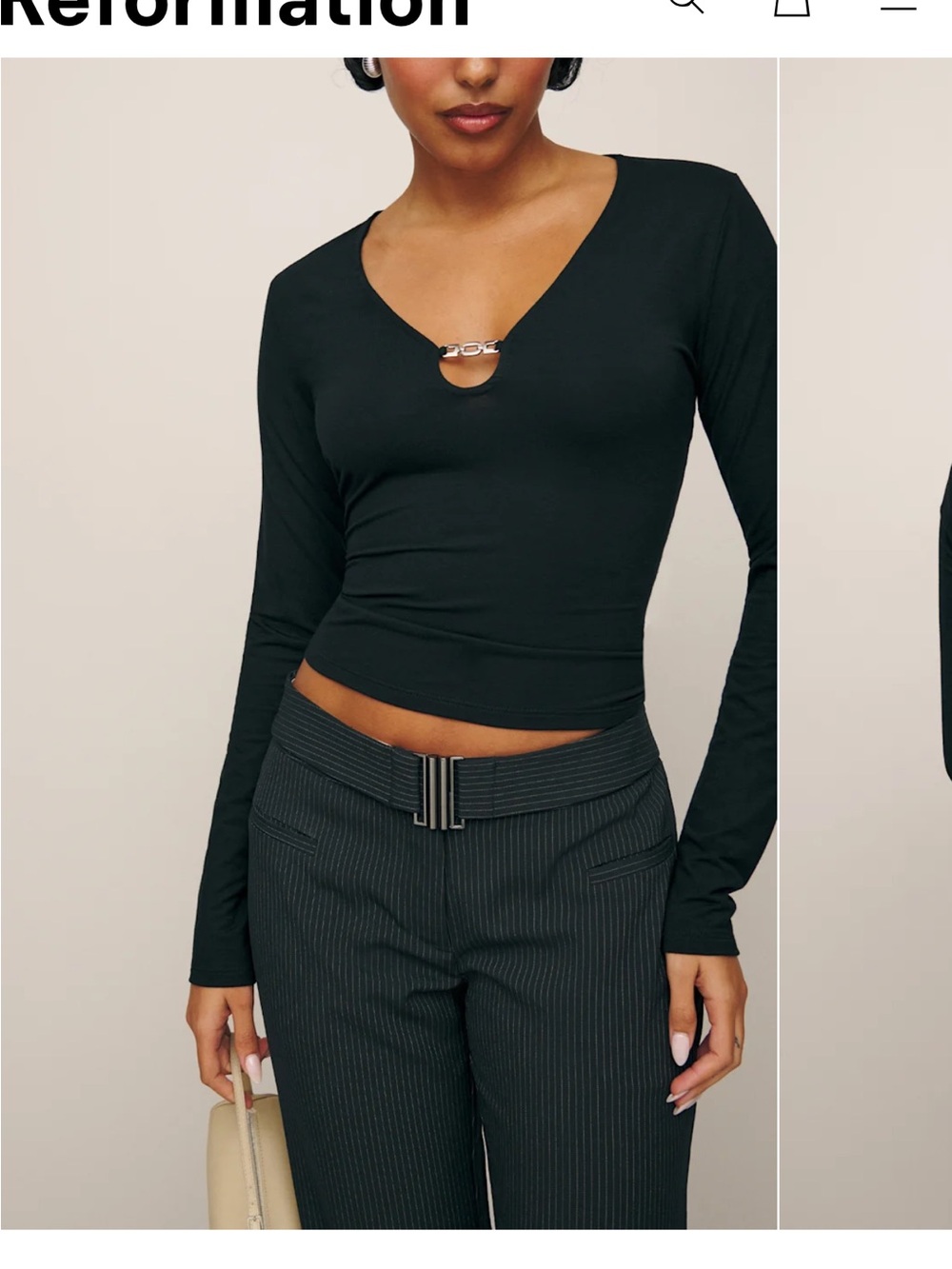 Reformation Zora Knit Top Black - Size S